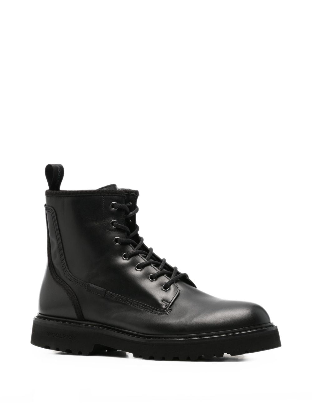 WOOLRICH Anfibi neri in pelle