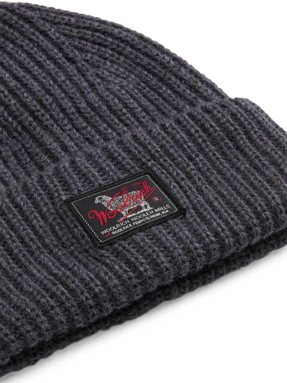 WOOLRICH Cappello grigio in lana a coste
