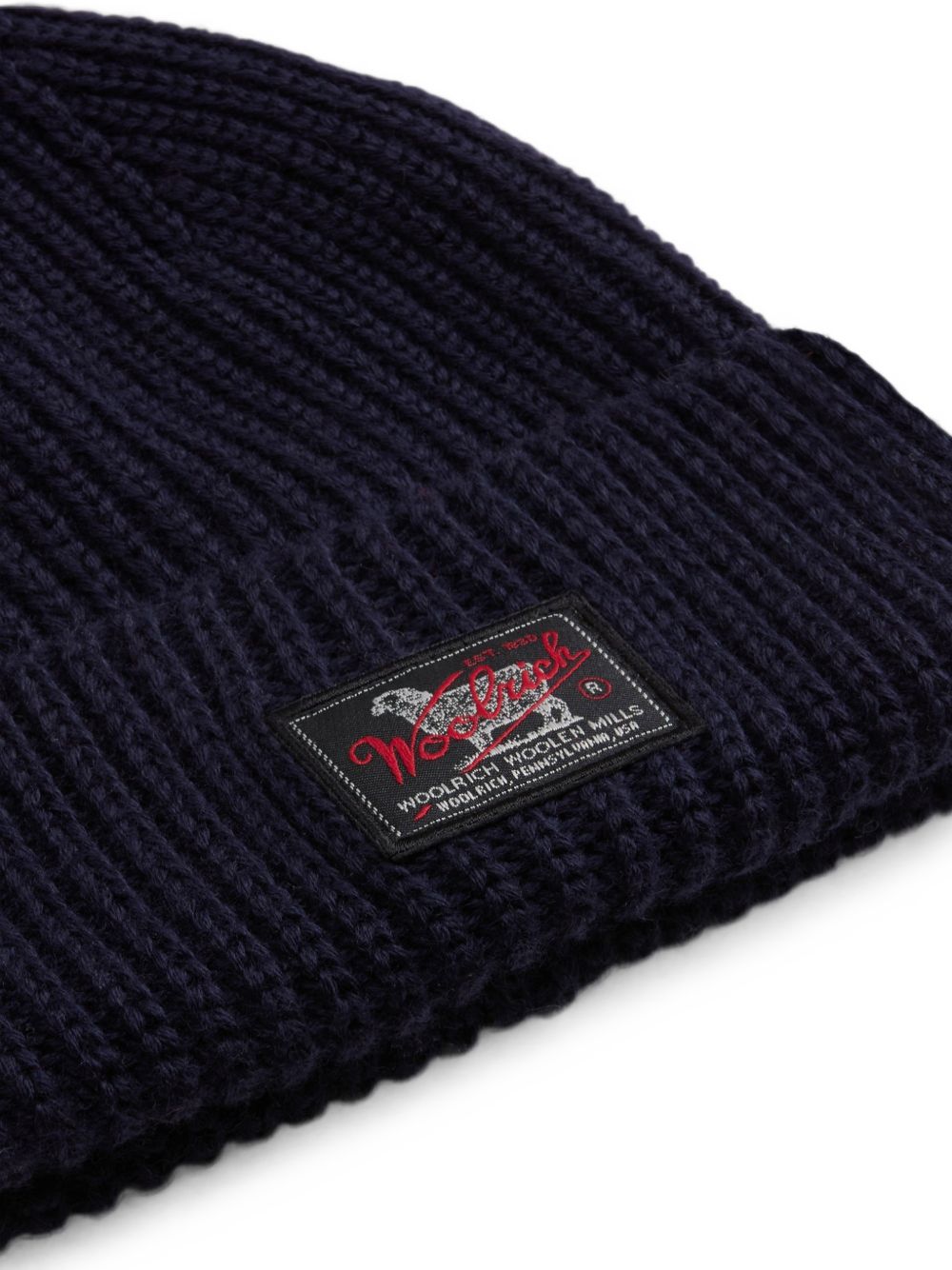 WOOLRICH Cappello blu in lana a coste