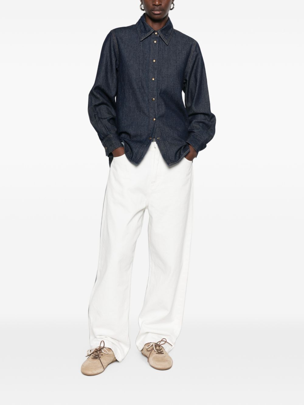 YERSE Camicia in denim blu Rodeo
