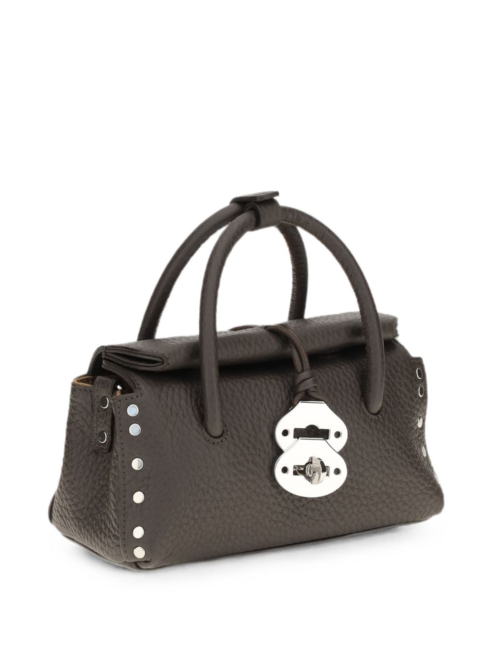 ZANELLATO Borsa Dotta Baby in pelle martellata marrone con dettagli argento