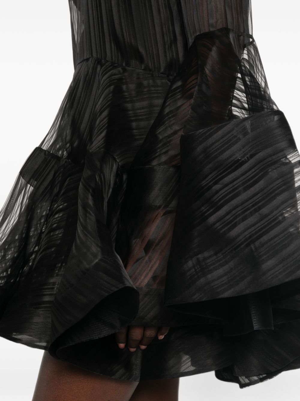 ZIMMERMANN Mini abito nero in organza di seta con maniche voluminose