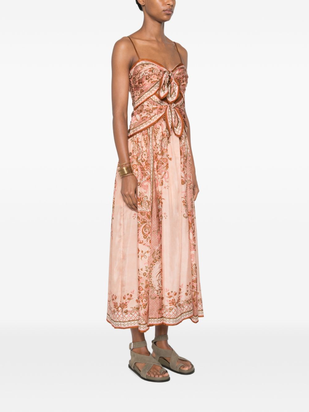 ZIMMERMANN Abito lungo floreale color pesca per cerimonie