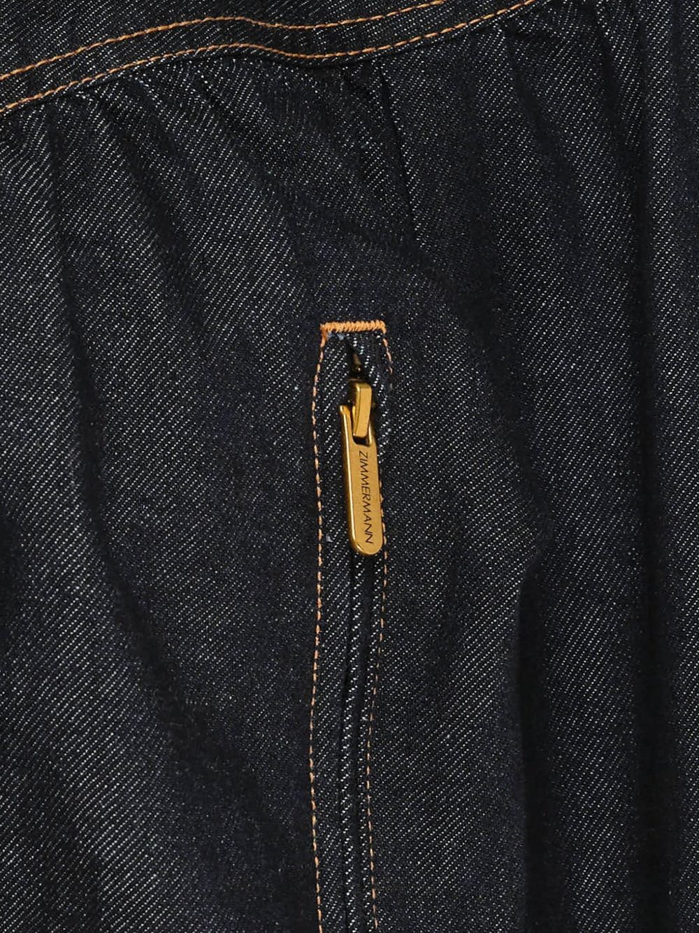 ZIMMERMANN Bomber cropped in denim Onyx Blue con collo foulard