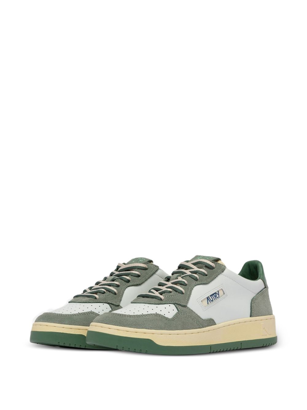 AUTRY Sneakers Medalist bianche e verdi in pelle
