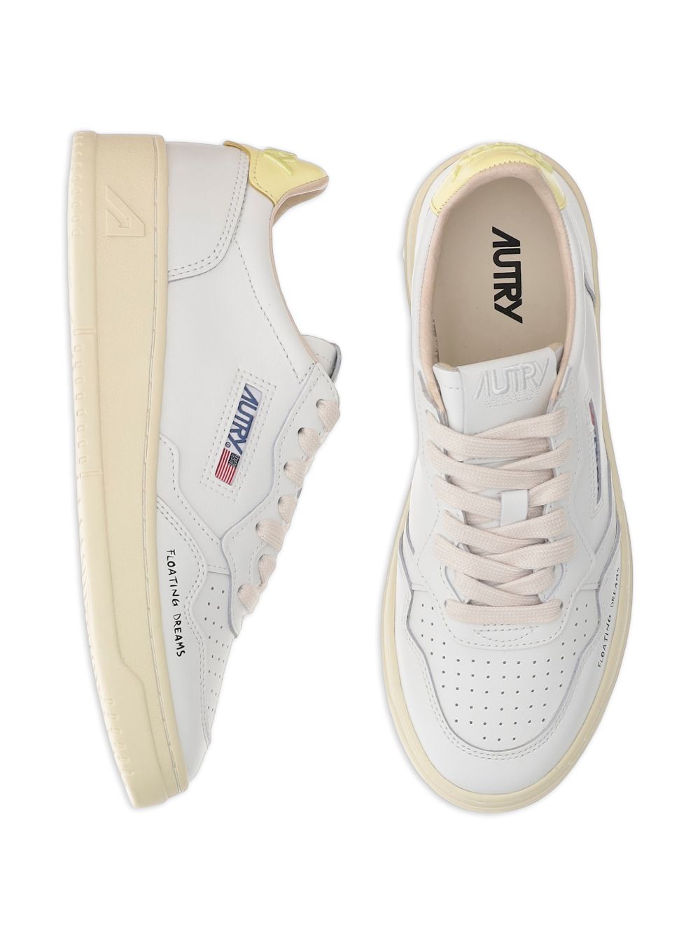 AUTRY Sneakers Medalist in pelle bianco e giallo