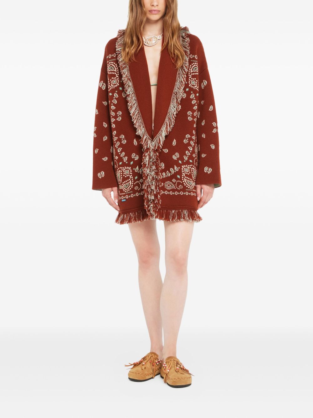 ALANUI Cardigan con cintura in vita a fantasia bandana