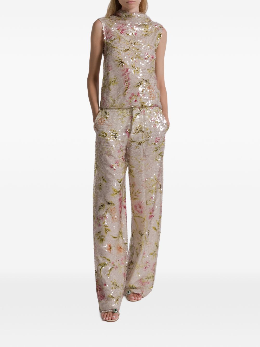 ALBERTA FERRETTI Top con paillettes a collo alto