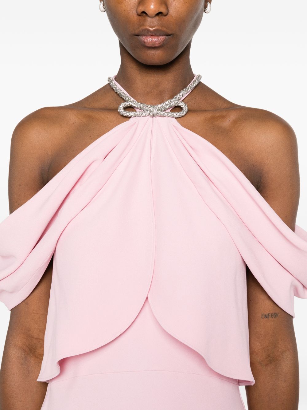 ALBERTA FERRETTI Abito lungo rosa con scollo halter