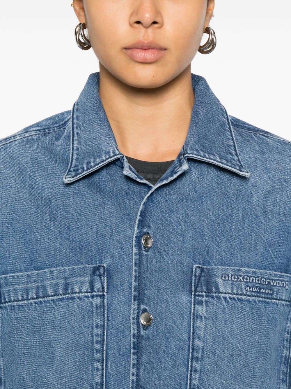ALEXANDER WANG Camicia crop in denim