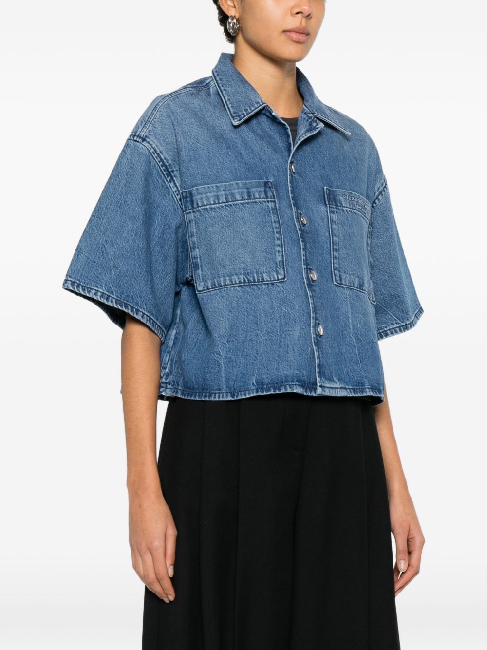 ALEXANDER WANG Camicia crop in denim