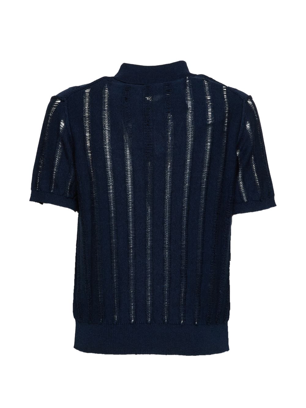 AMARANTO Polo blu navy in maglia con dettagli semitrasparenti
