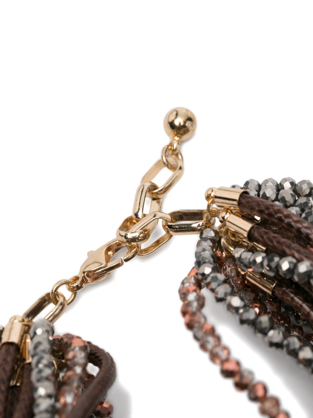 ANTONELLI Bracciale marrone con perline e pelle