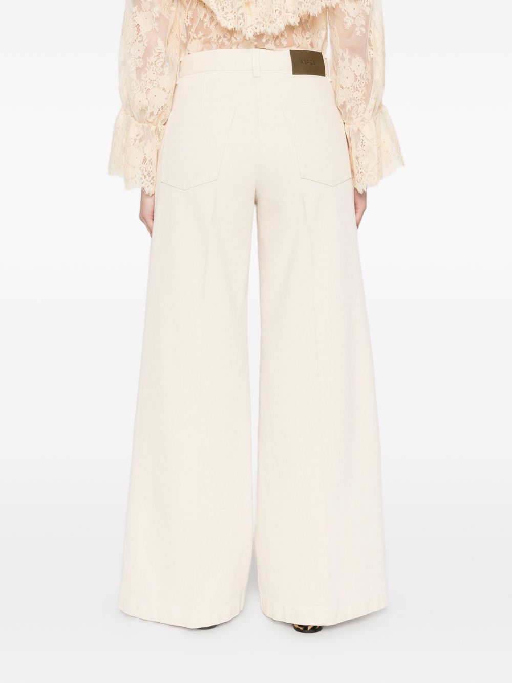 ASPESI Pantaloni wide-leg in cotone avorio