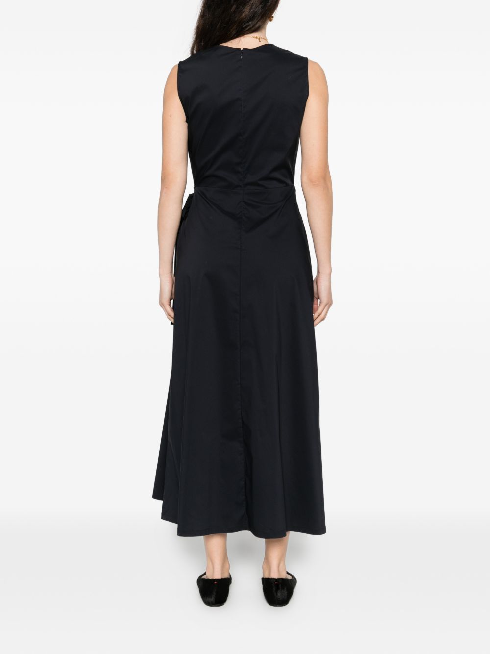 ASPESI Abito midi con drappeggio in cotone blu