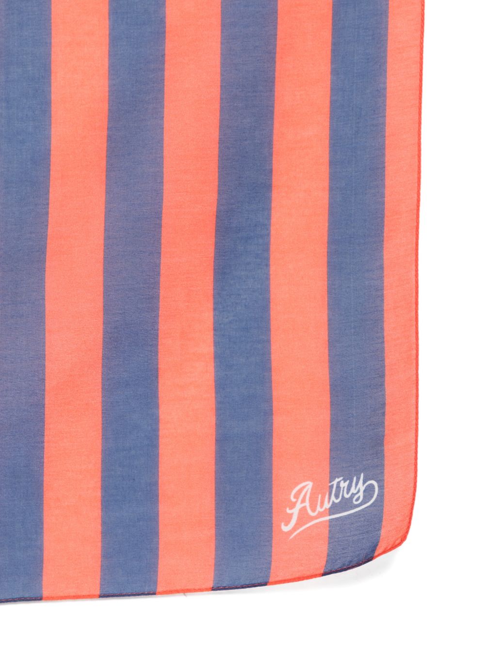 AUTRY Foulard a righe rosa e blu con logo in cotone e seta