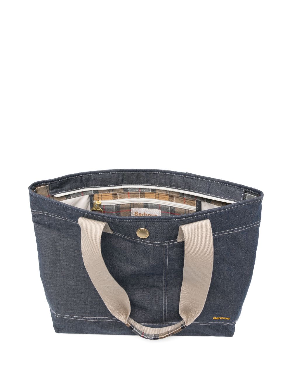 BARBOUR Borsa a mano in denim con logo cucito