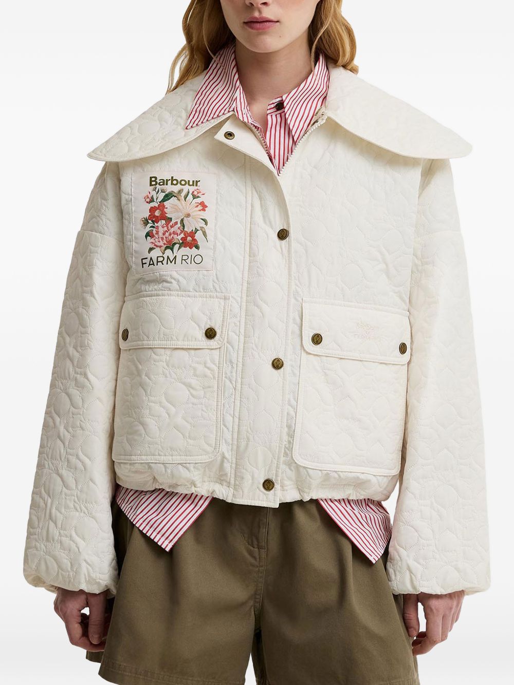 BARBOUR Giacca bianca trapuntata con tasche