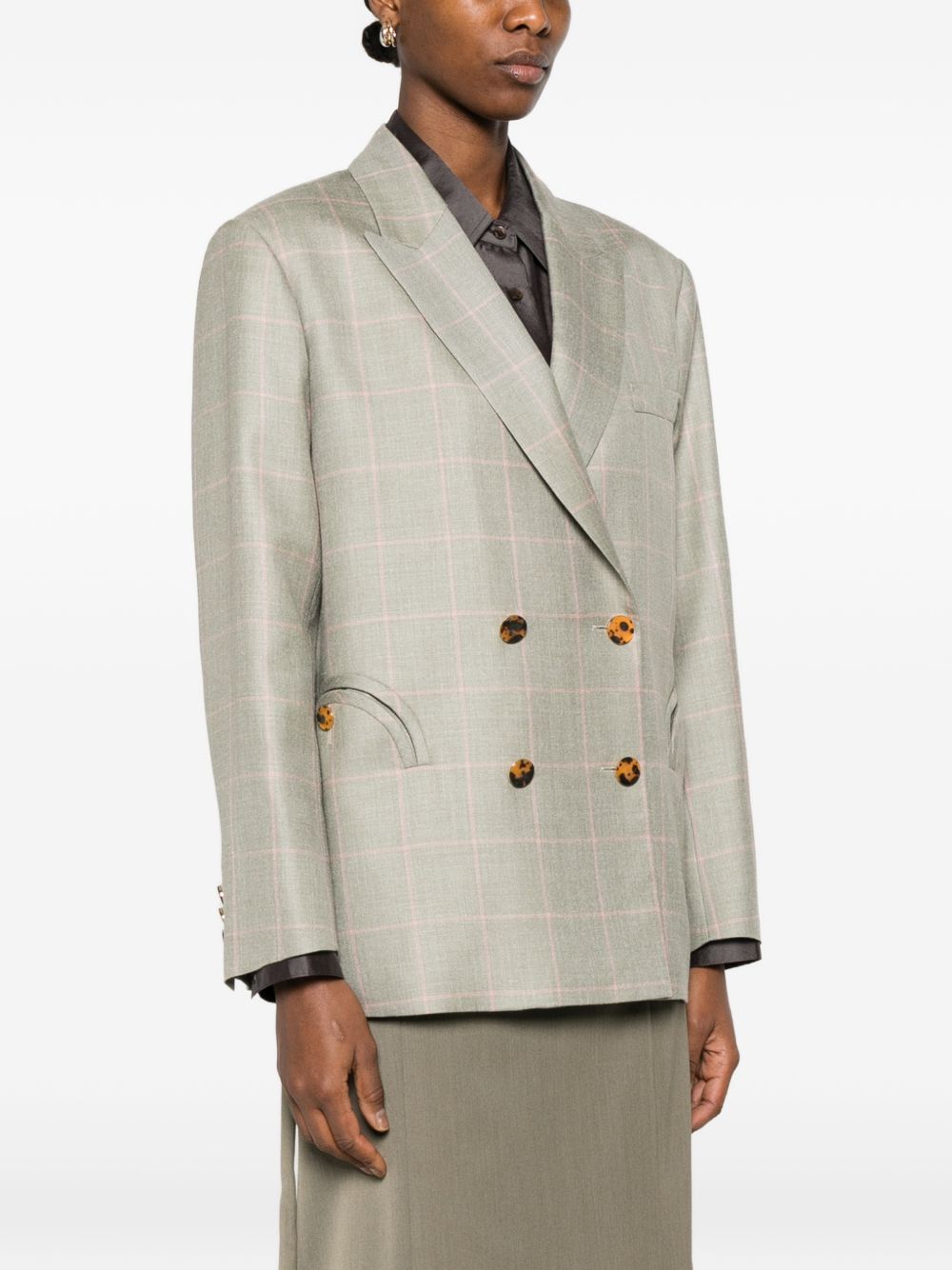 BLAZE Blazer in lana grigio e rosa a quadri