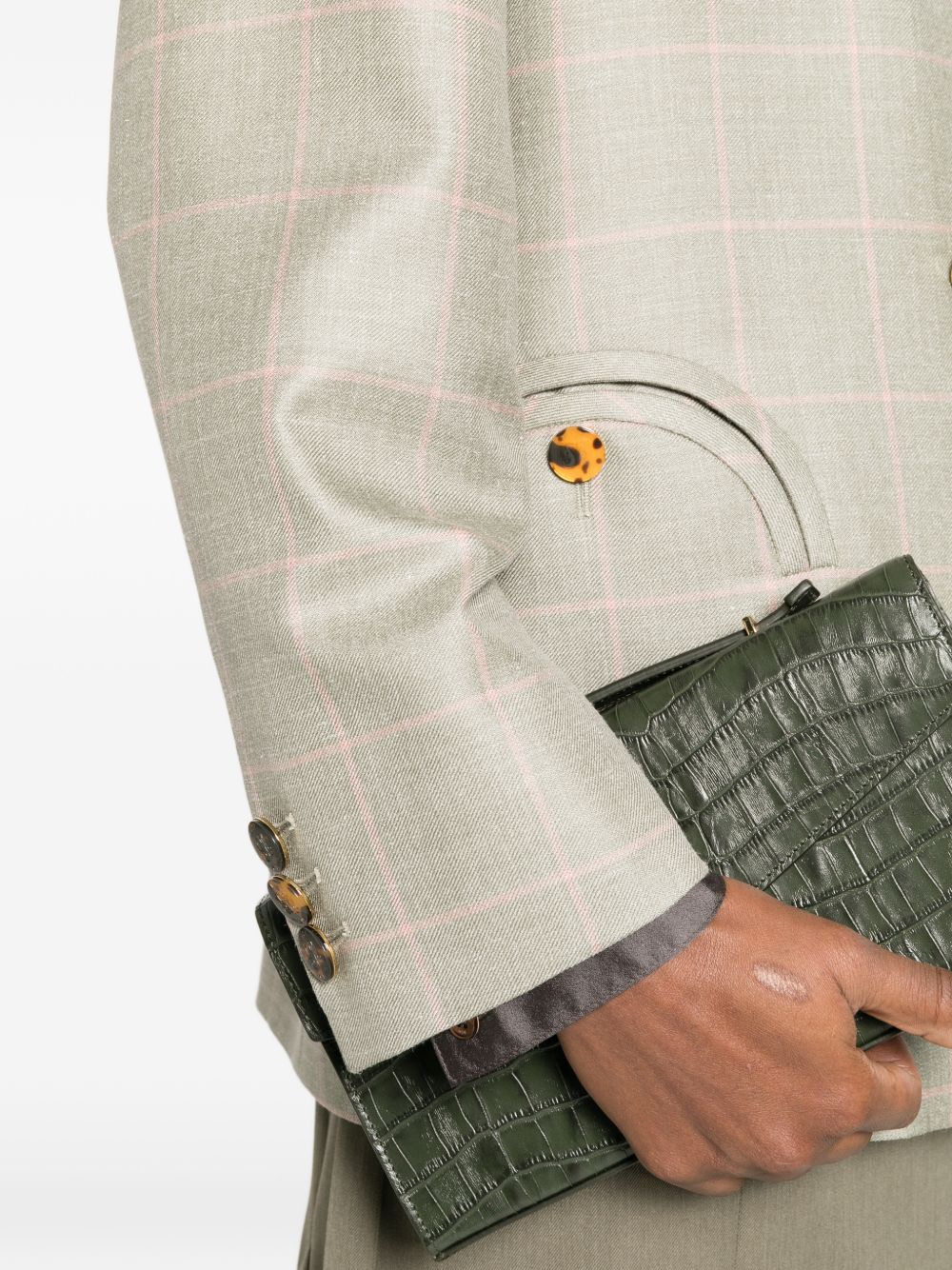 BLAZE Blazer in lana grigio e rosa a quadri