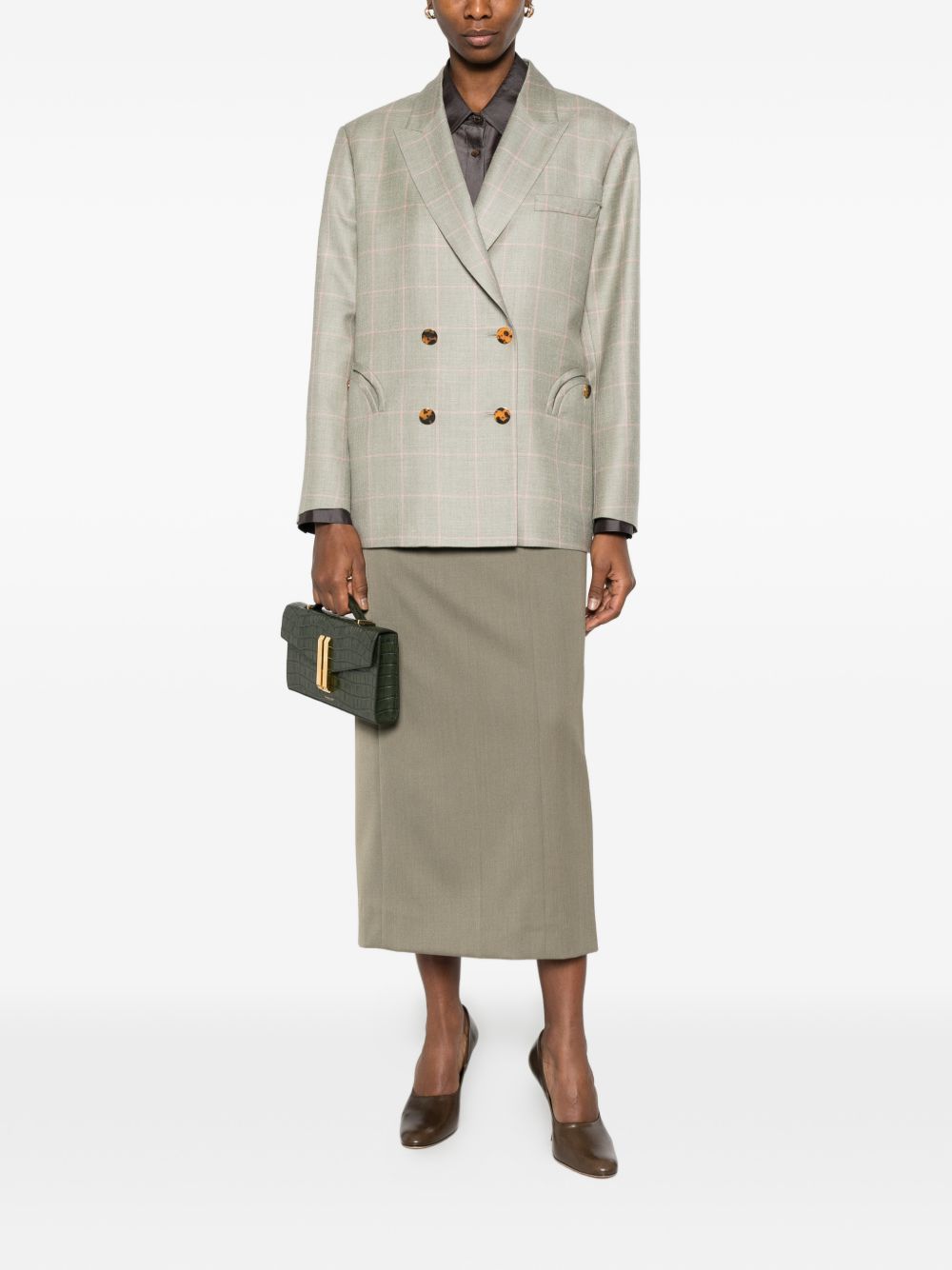 BLAZE Blazer in lana grigio e rosa a quadri