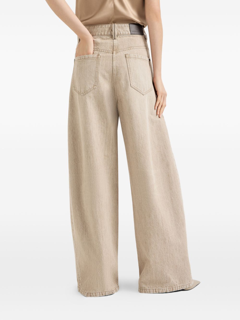 BRUNELLO CUCINELLI Jeans in cotone beige con passanti