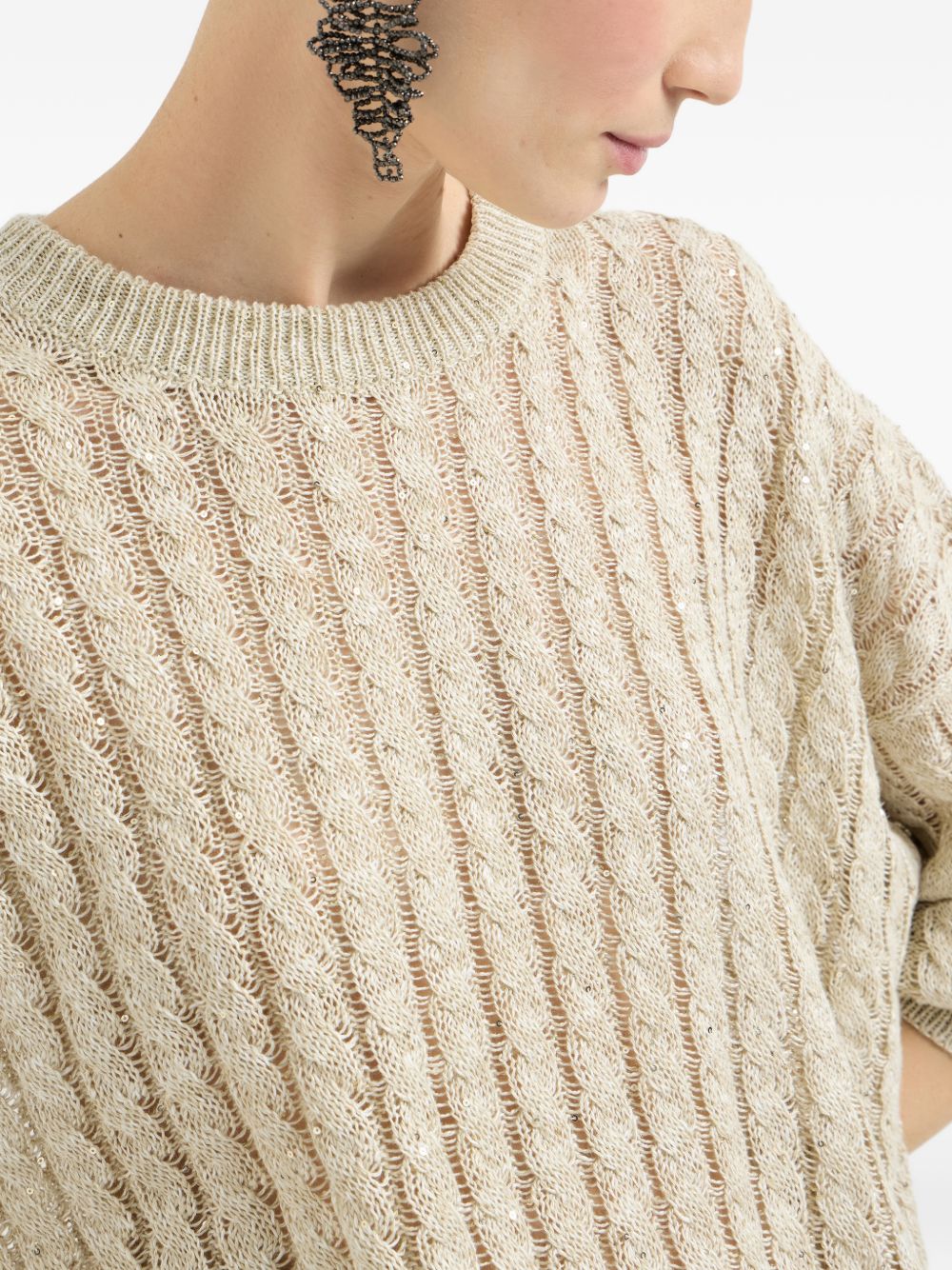BRUNELLO CUCINELLI Maglia girocollo con lavorazione a trecce