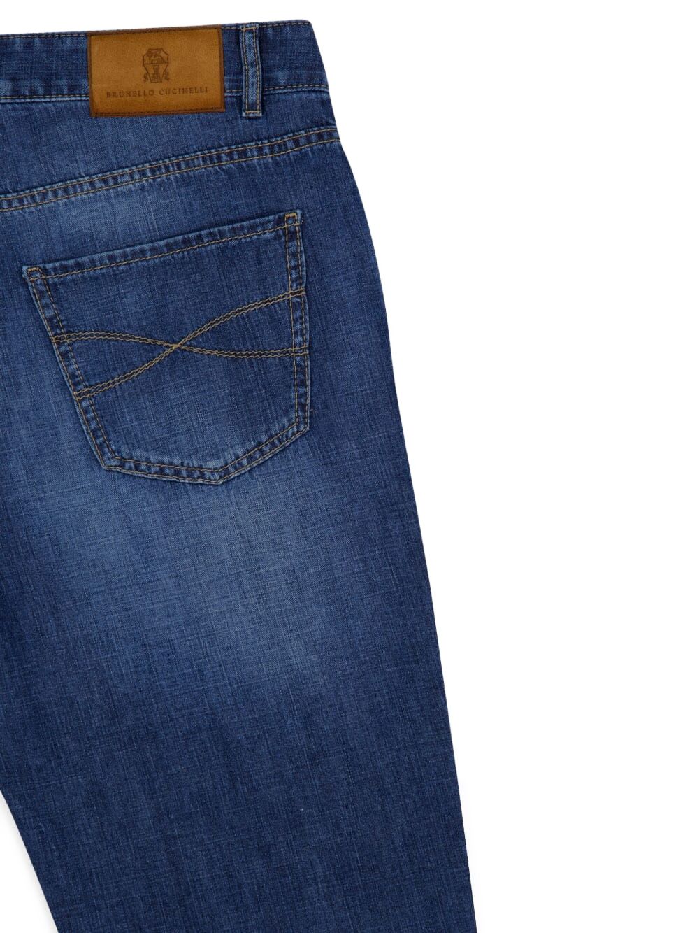 BRUNELLO CUCINELLI Jeans dritti blu effetto wash