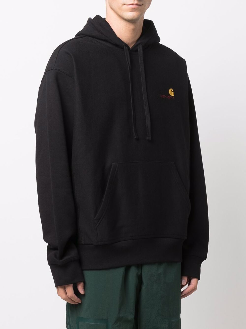 CARHARTT WIP Felpa in cotone nero con logo ricamato frontale