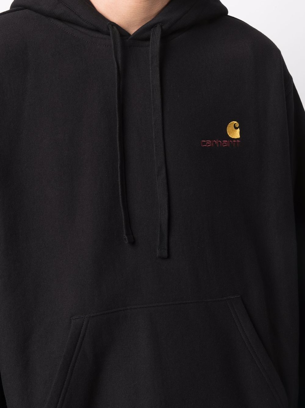 CARHARTT WIP Felpa in cotone nero con logo ricamato frontale