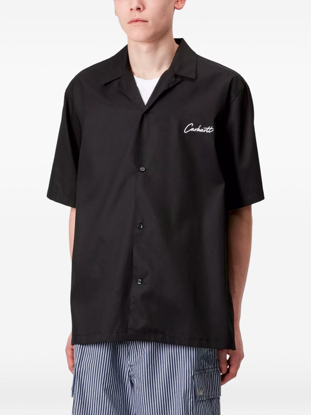 CARHARTT WIP Camicia a maniche corte nera con logo