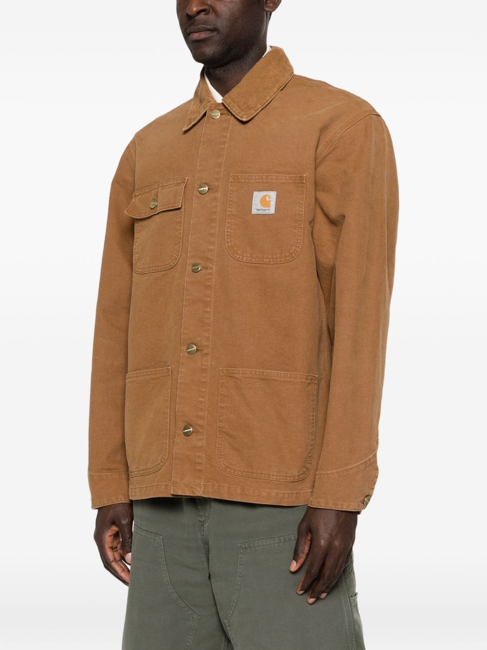 CARHARTT WIP Giacca-camicia Michigan marrone con tasche patch