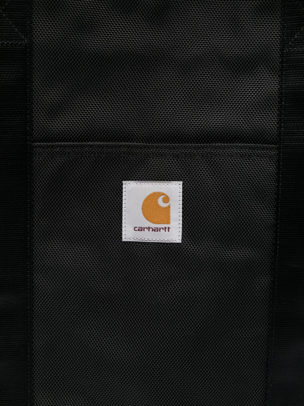 CARHARTT WIP Shopping bag nera con logo ricamato