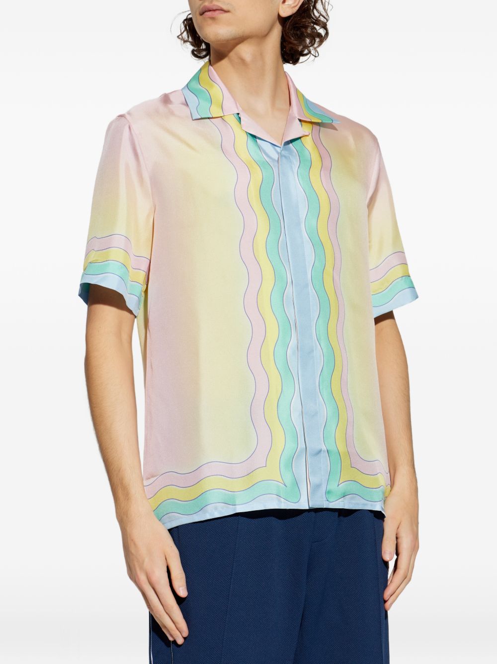 CASABLANCA Camicia con stampa multicolore all-over in seta