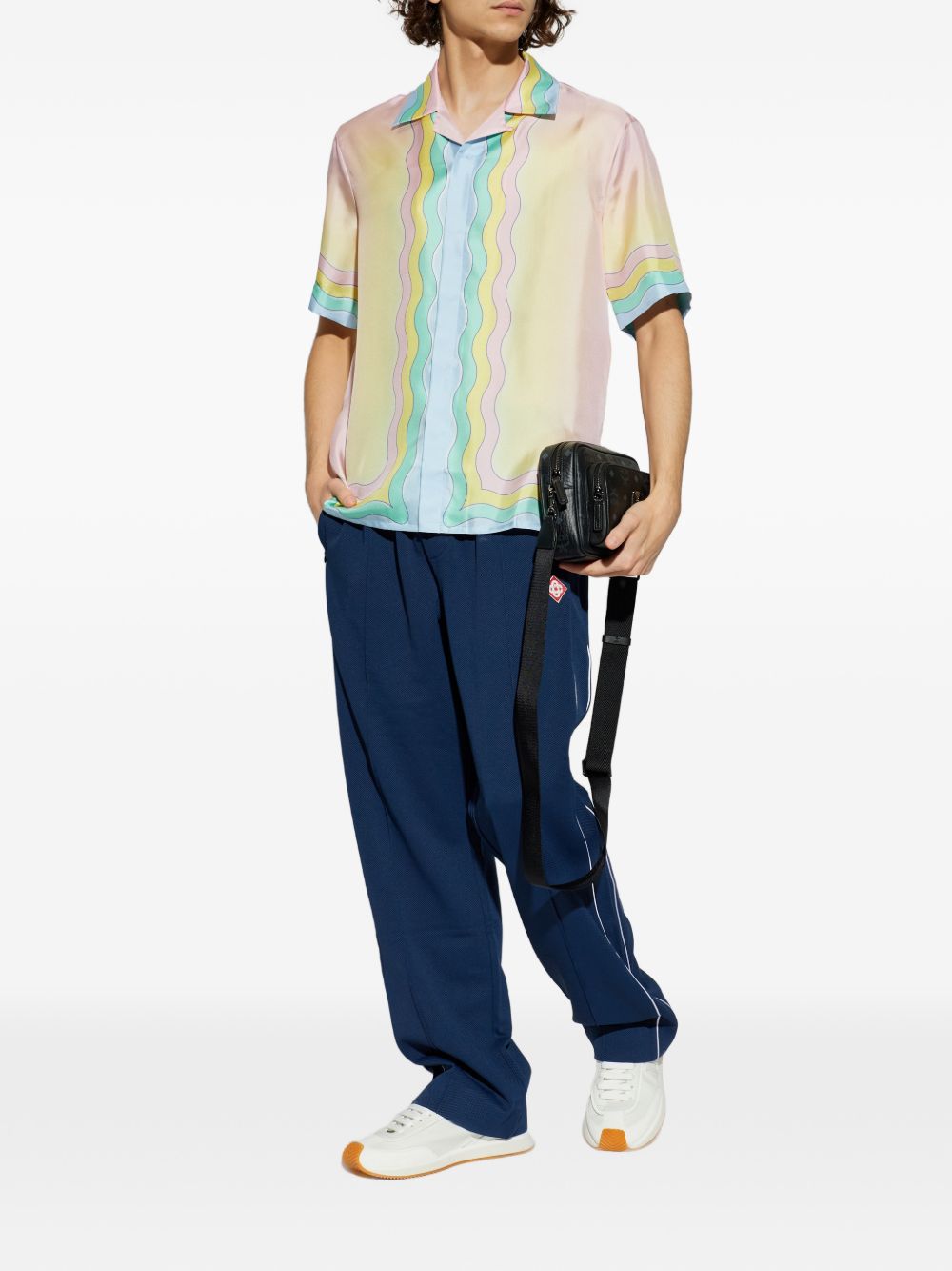 CASABLANCA Camicia con stampa multicolore all-over in seta