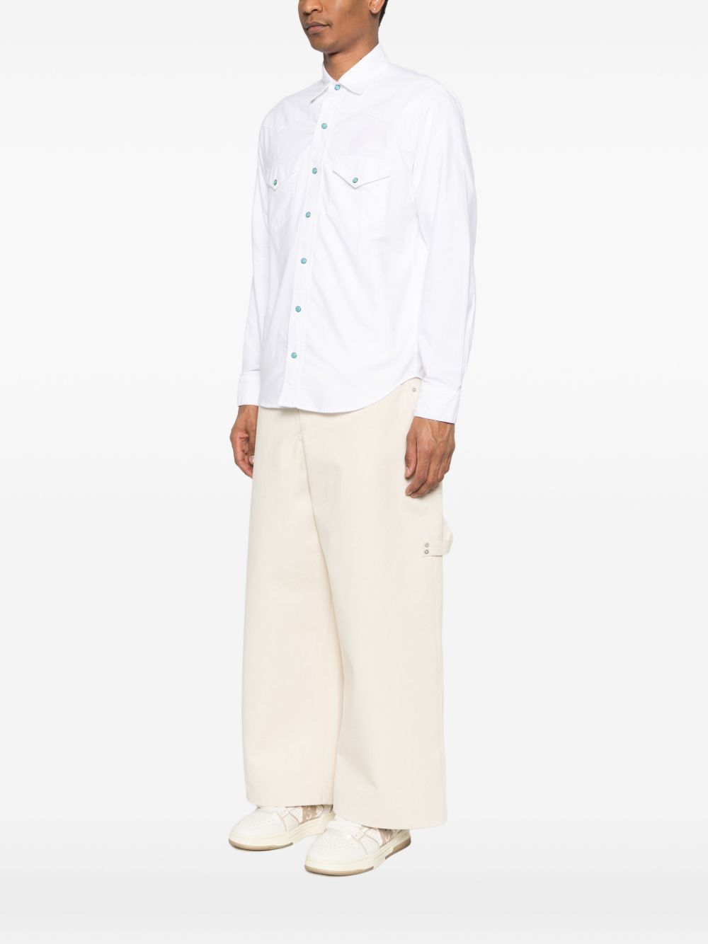 CHESAPEAKES Camicia bianca con tasche e bottoni celesti