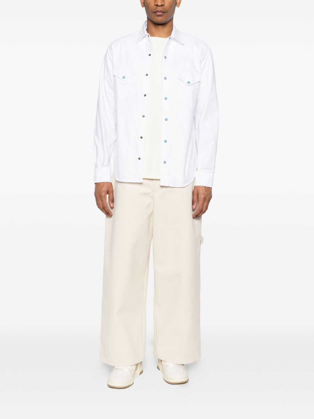 CHESAPEAKES Camicia bianca con tasche e bottoni celesti
