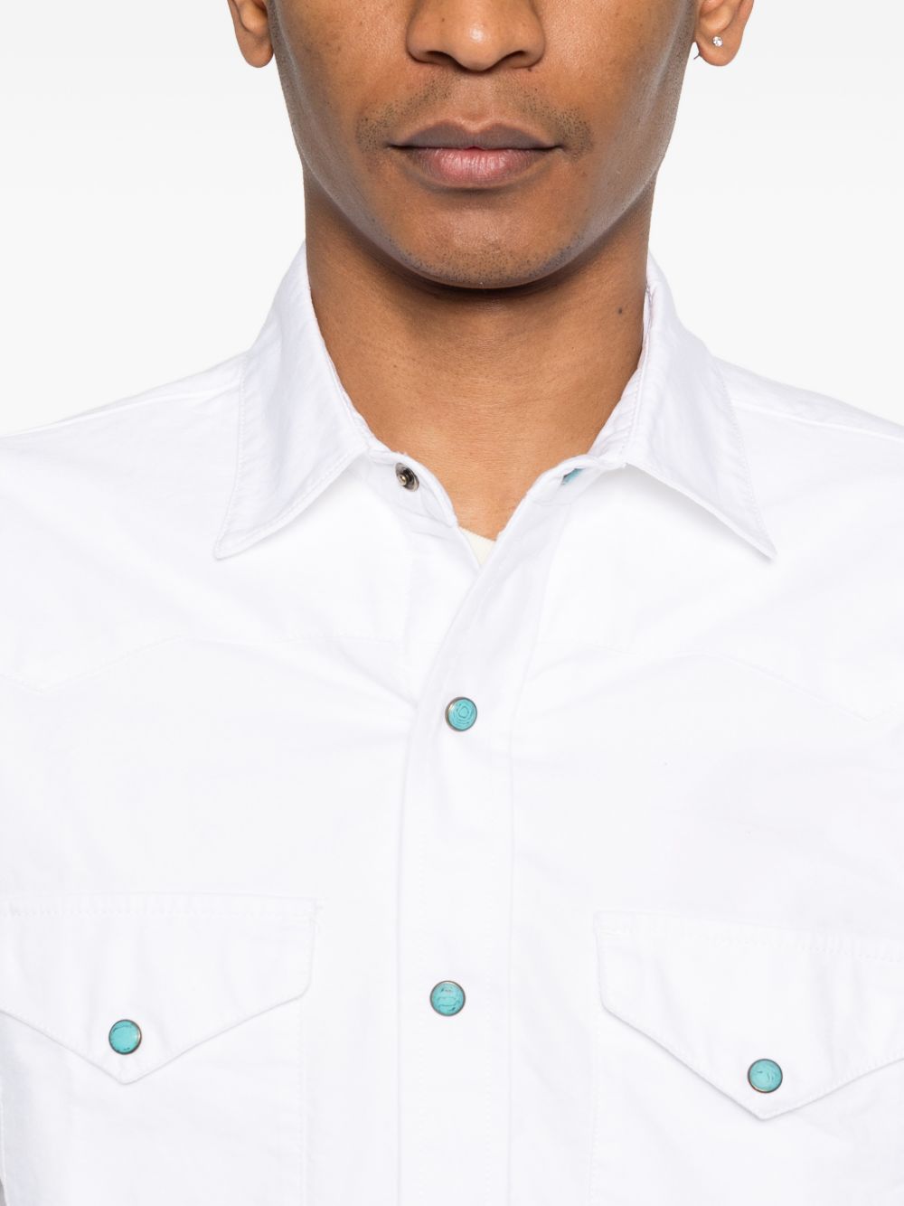 CHESAPEAKES Camicia bianca con tasche e bottoni celesti