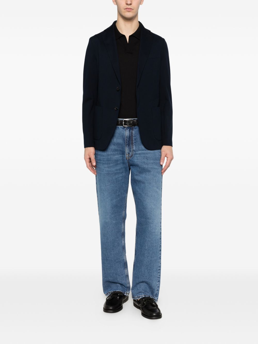 CIRCOLO 1901 Giacca monopetto in cotone blu navy con revers classici