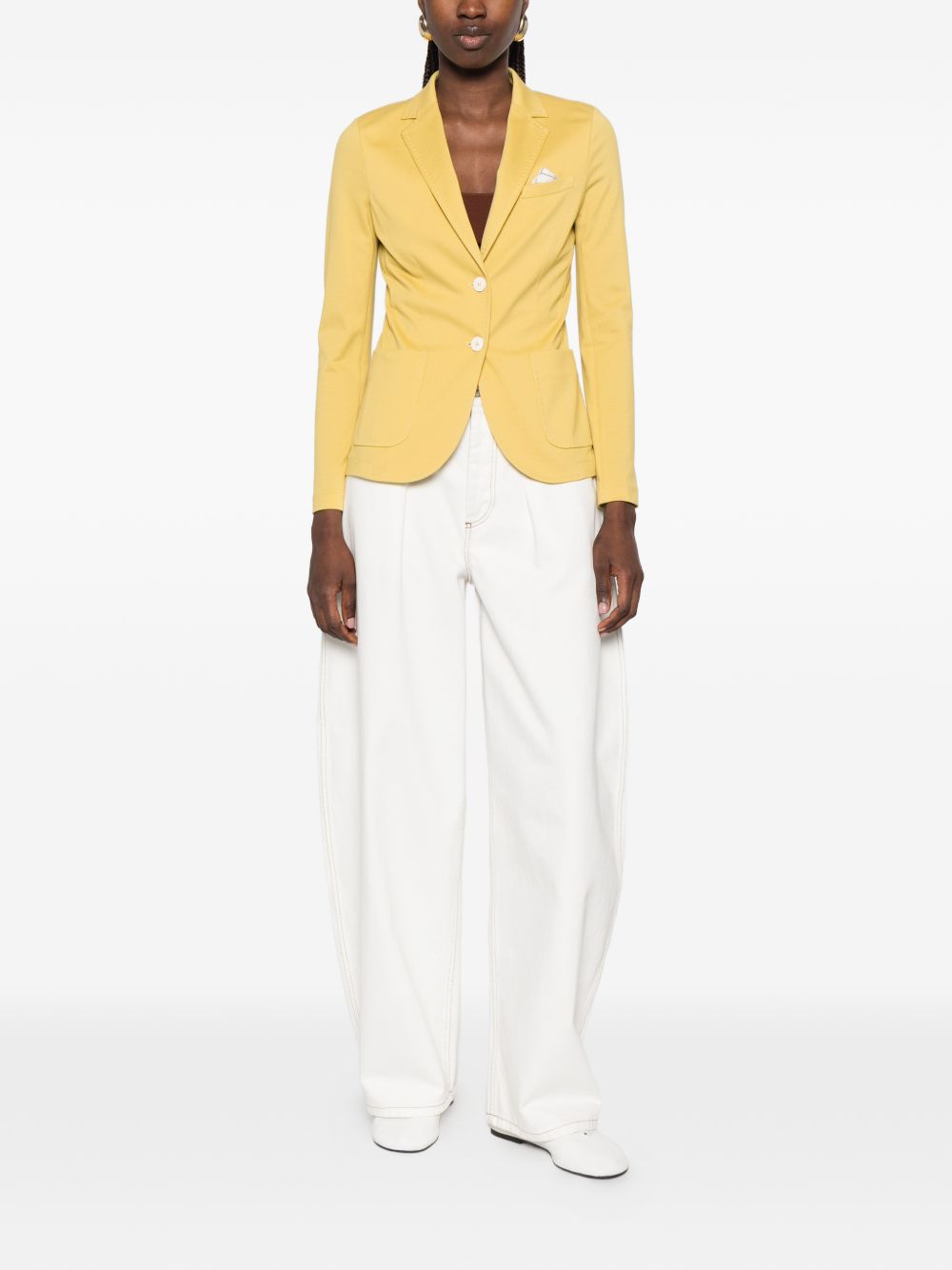 CIRCOLO 1901 Blazer monopetto in cotone elasticizzato giallo