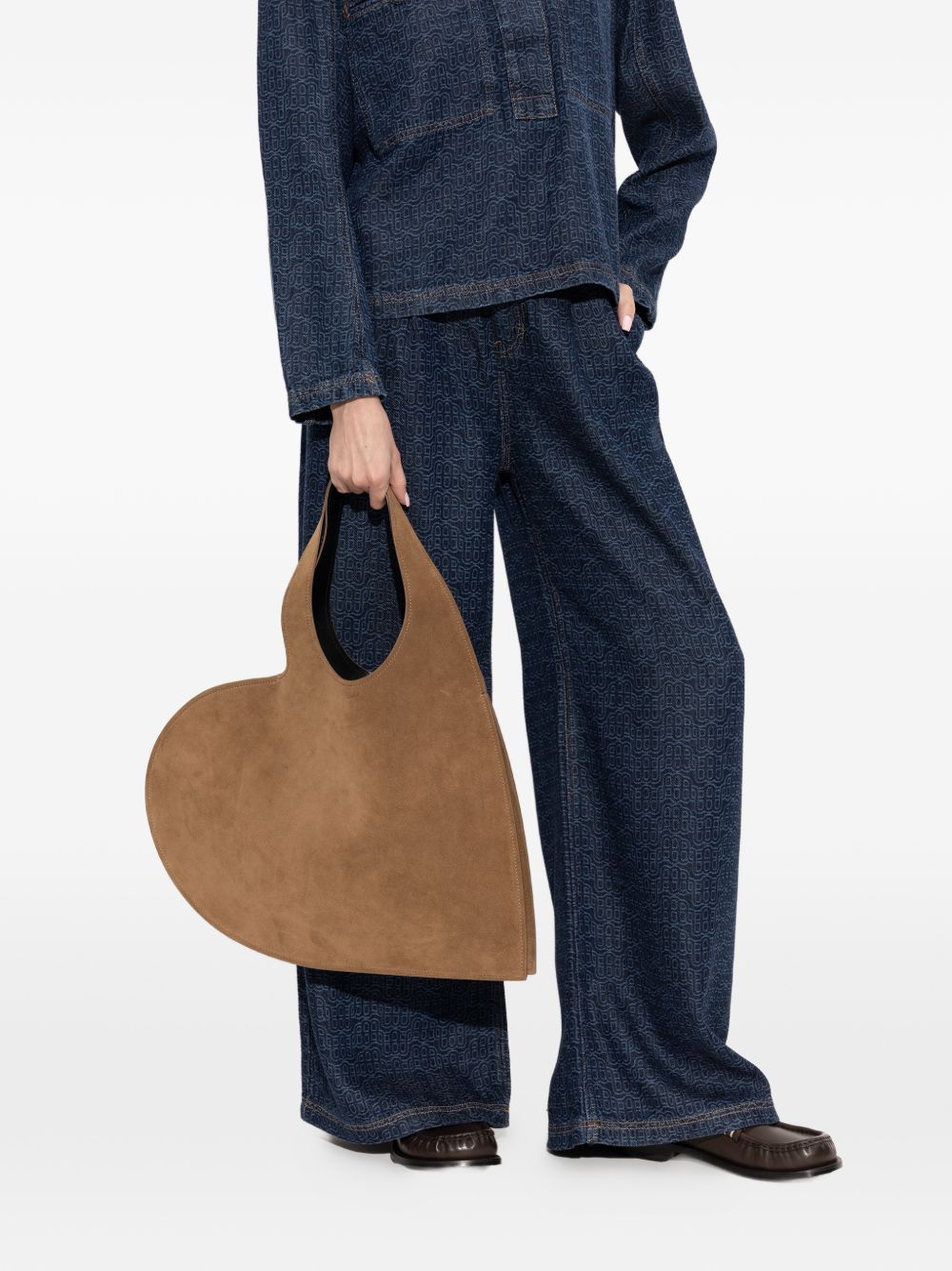 COPERNI Borsa tote Double Heart in pelle suede marrone