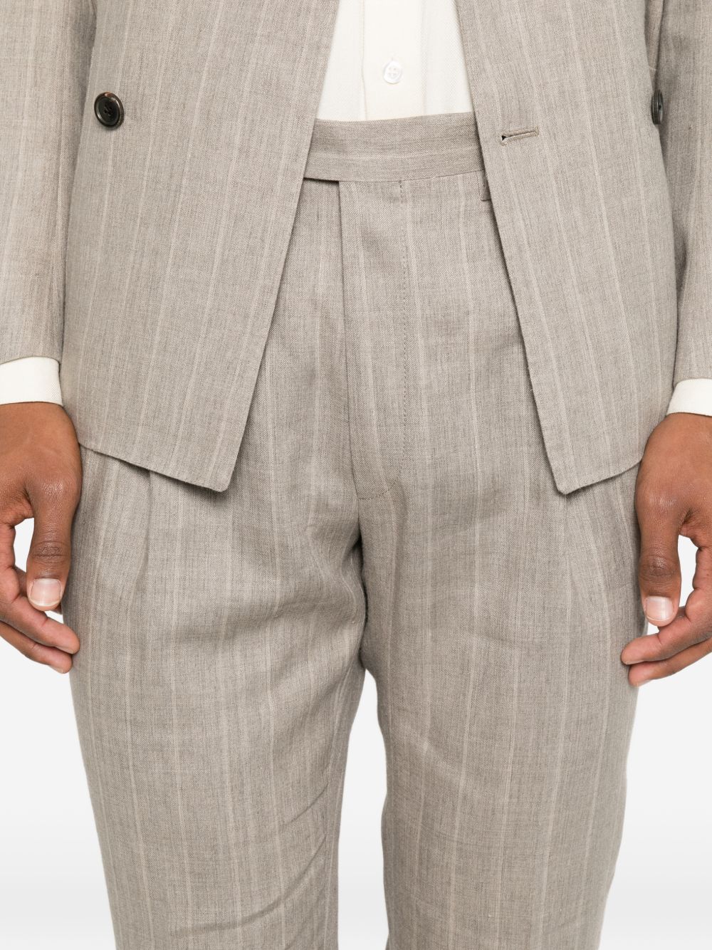 CORNELIANI Completo grigio gessato con giacca doppiopetto