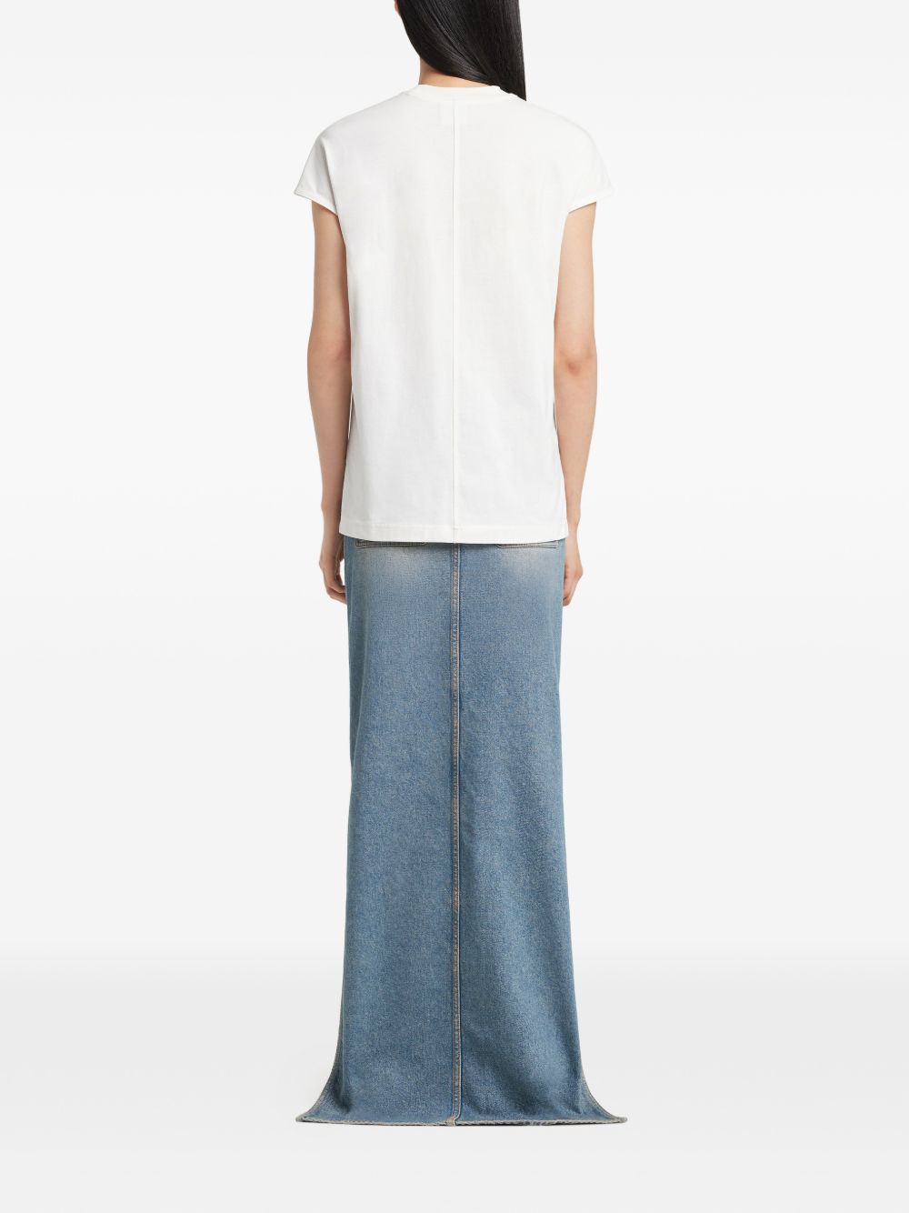 COURREGES T-shirt in cotone bianco a maniche corte