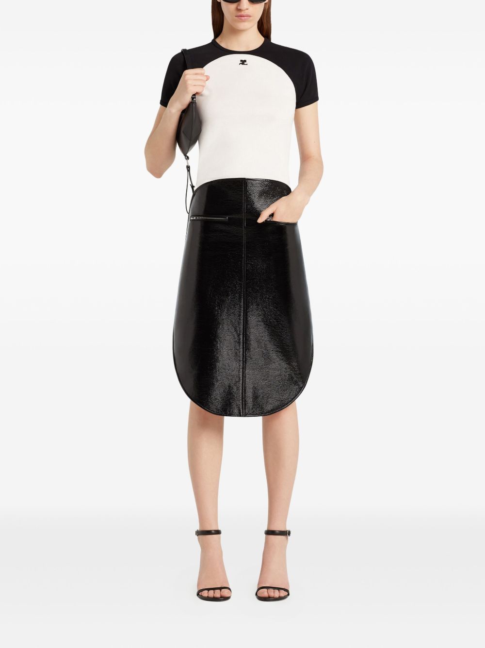 COURREGES T-shirt a maniche corte bianca e nera