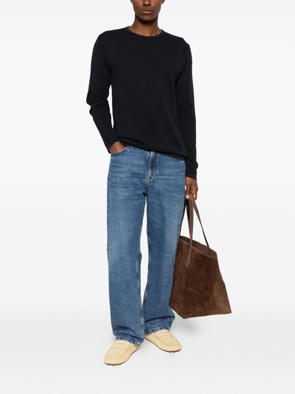 DANIELE FIESOLI T-shirt a maniche lunghe in maglia fine di cotone blu