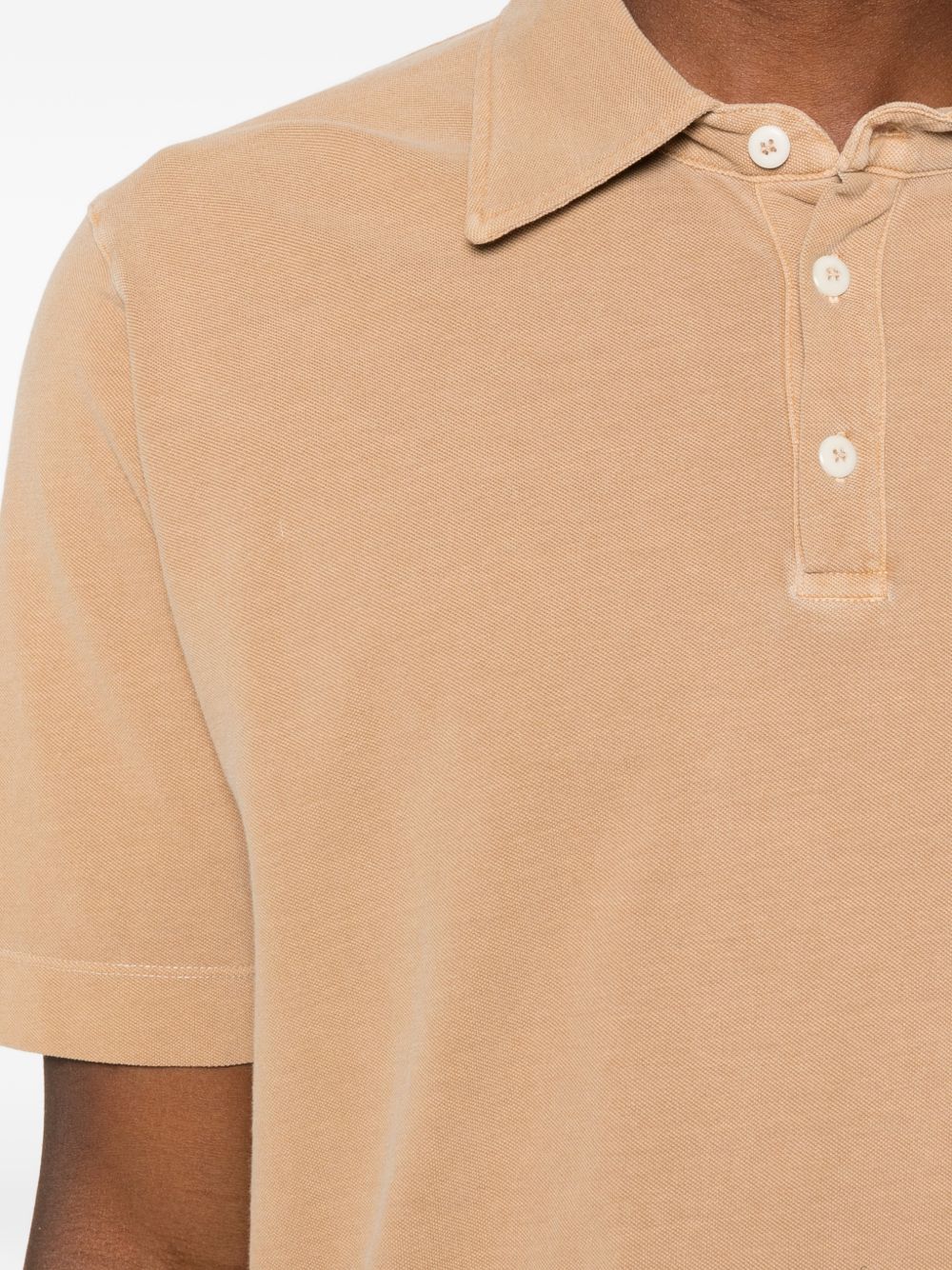 DANIELE FIESOLI Polo in cotone beige con chiusura a tre bottoni