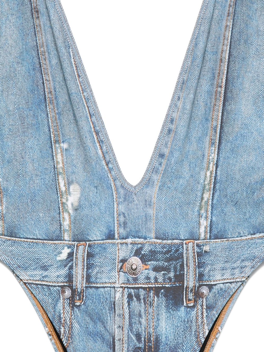 DIESEL Costume intero in denim con scollatura a V