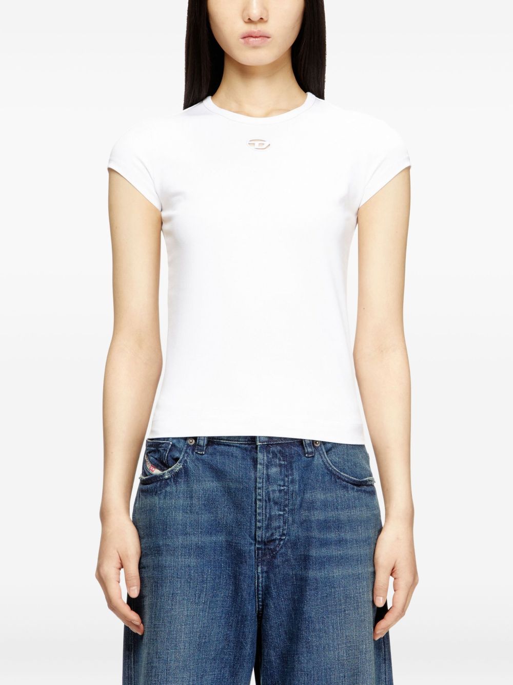 DIESEL T-shirt in cotone bianco a maniche corte