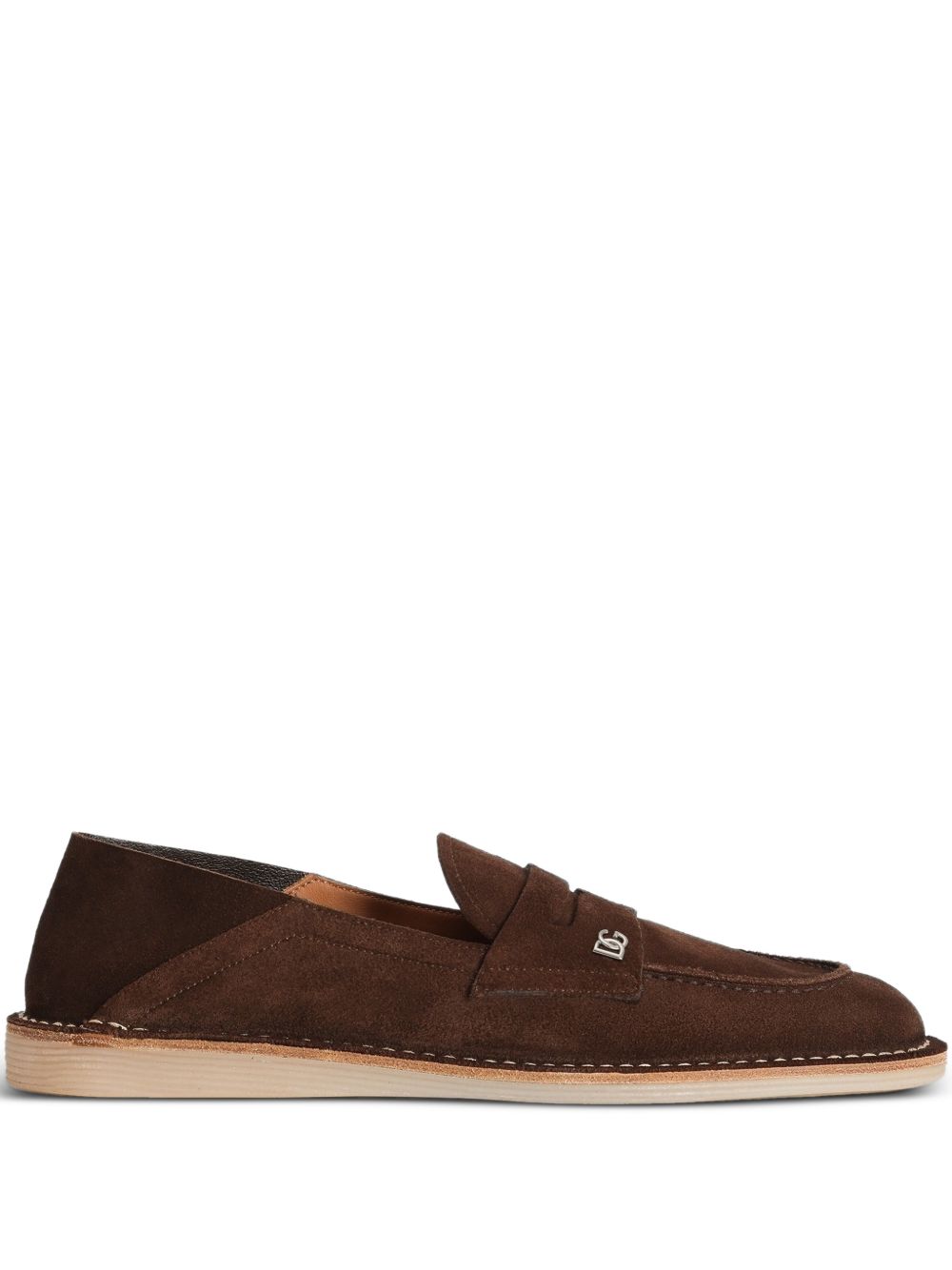 DOLCE e GABBANA Mocassino in pelle scamosciata marrone
