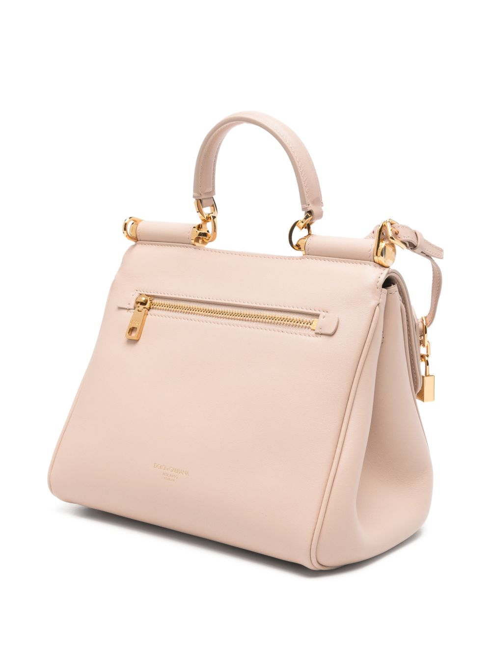 DOLCE e GABBANA Borsa a mano My Sicily in pelle di vitello plongé nude con tracolla removibile